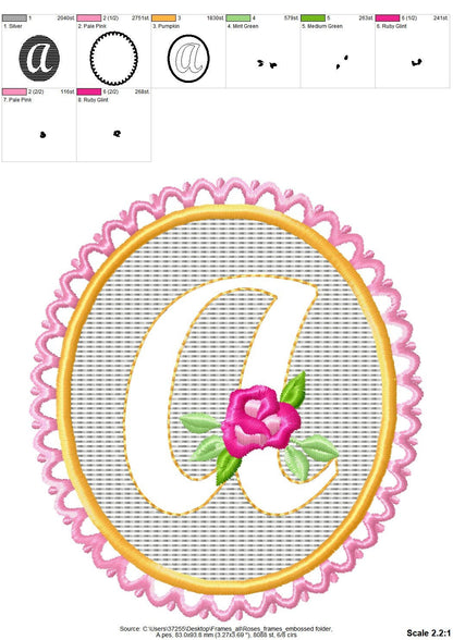 Embossed towel lace  monogram A-Z – Kids embroidery design by Artapli