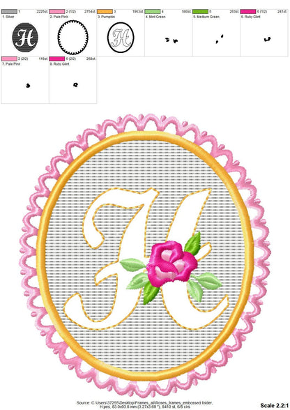 Embossed towel lace  monogram A-Z – Kids embroidery design instant download by Artapli