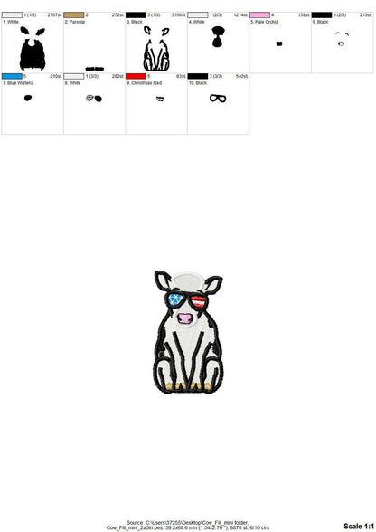 MINI sitting Cow aviator glasses – Instant Download | Artapli