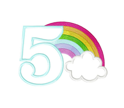 Rainbow in Cloud Birthday Number 5 Five – Instant Download | Artapli