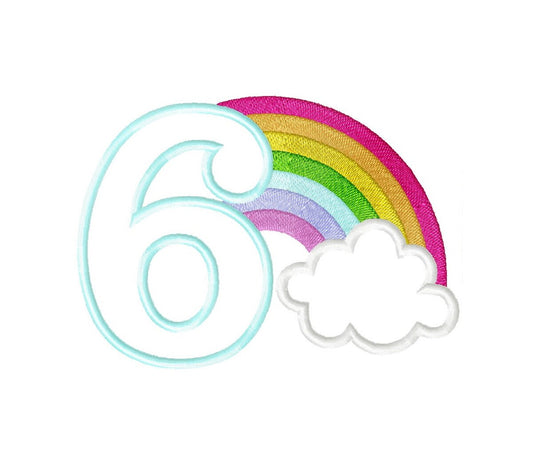 Rainbow in Cloud Birthday Number 6 Six – Instant Download | Artapli
