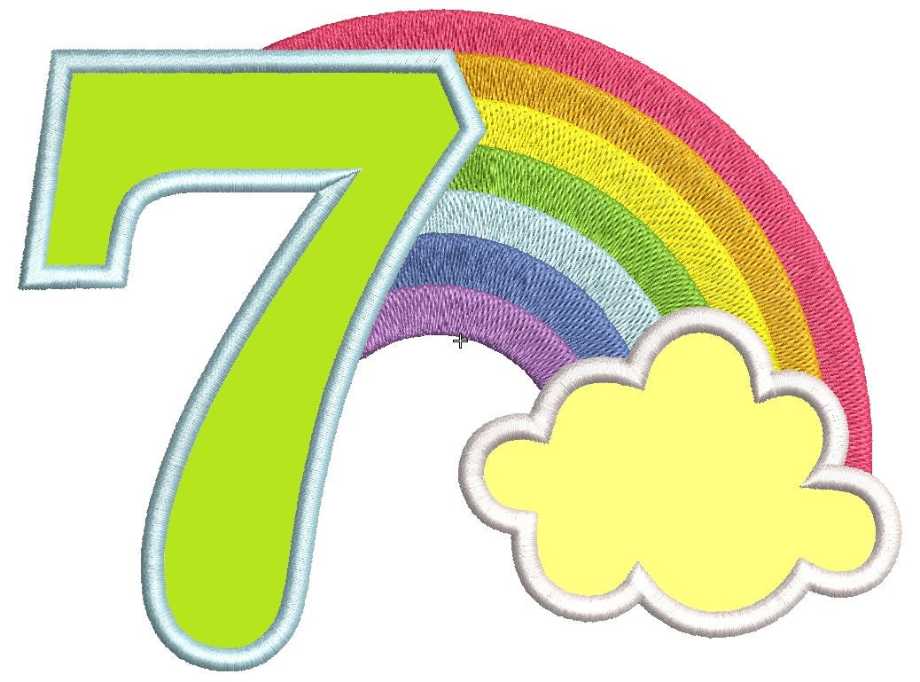 Rainbow Number Seven – Sizes 4" 5" 6" 7" 8" 10" Digital Embroidery File | Artapli