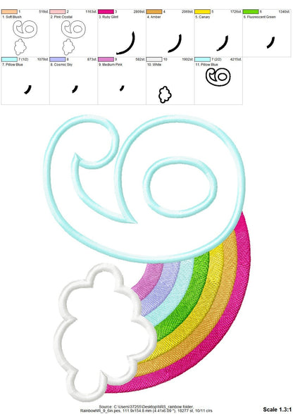 Rainbow Number Nine – Appliqué machine embroidery design by Artapli