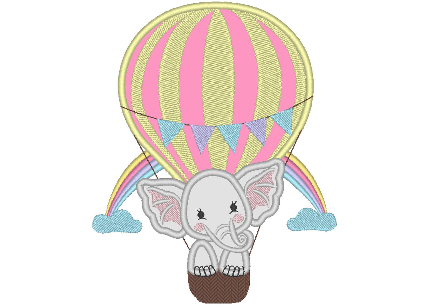 Little Elephant travelling in a hot air – Instant Download | Artapli