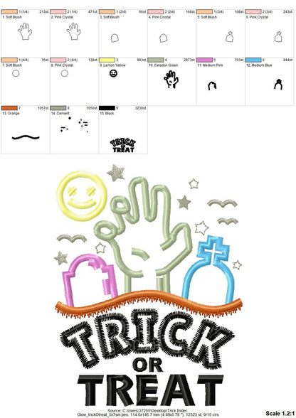 Trick or treat Happy Halloween party SET of 6 Glow in the dark special thread machine embroidery designs spooky scare pumpkin Jack O Lantern