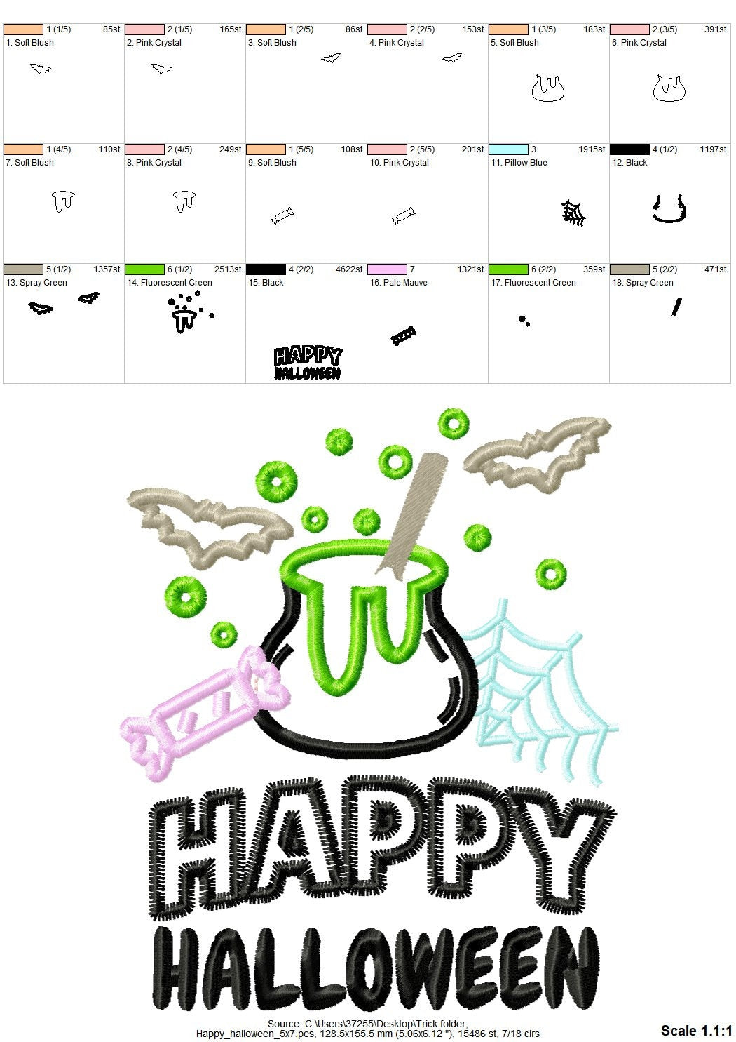 Magic Happy Halloween Saying – Appliqué machine embroidery design by Artapli