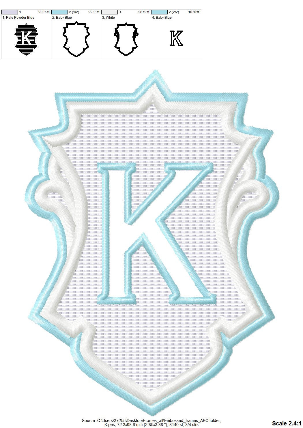 Embossed Terry Towel Monogram – Frame embroidery design by Artapli