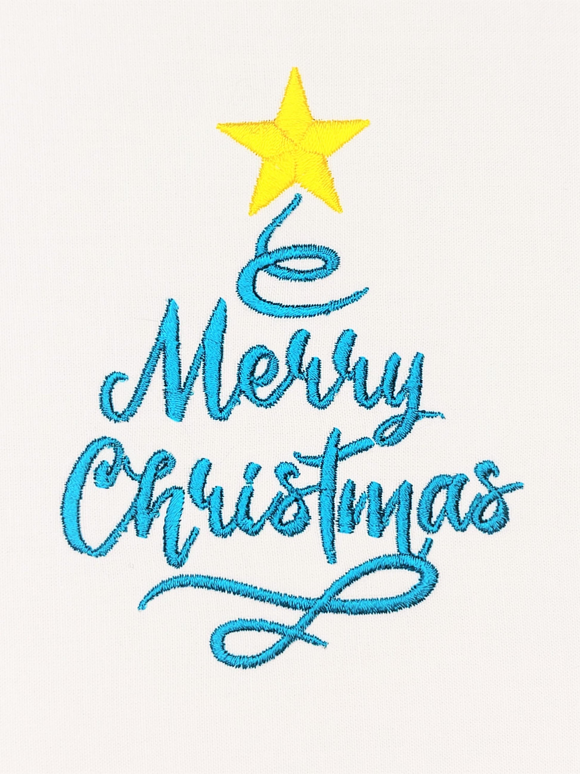 Merry Christmas, Christmas tree curly damask with star sparkle swirl curl saying machine embroidery designs