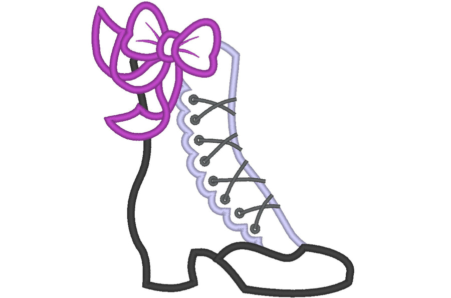 Victorian Boot with Bow Applique Embroidery 4" 5" 5.5" 6" 7" 10" | PES DST JEF | Artapli