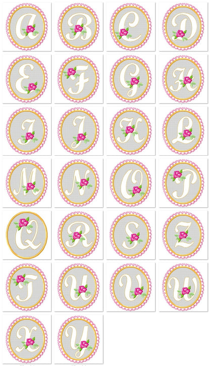Embossed towel lace monogram A-Z – Sizes 4" BX Digital Font File | Artapli