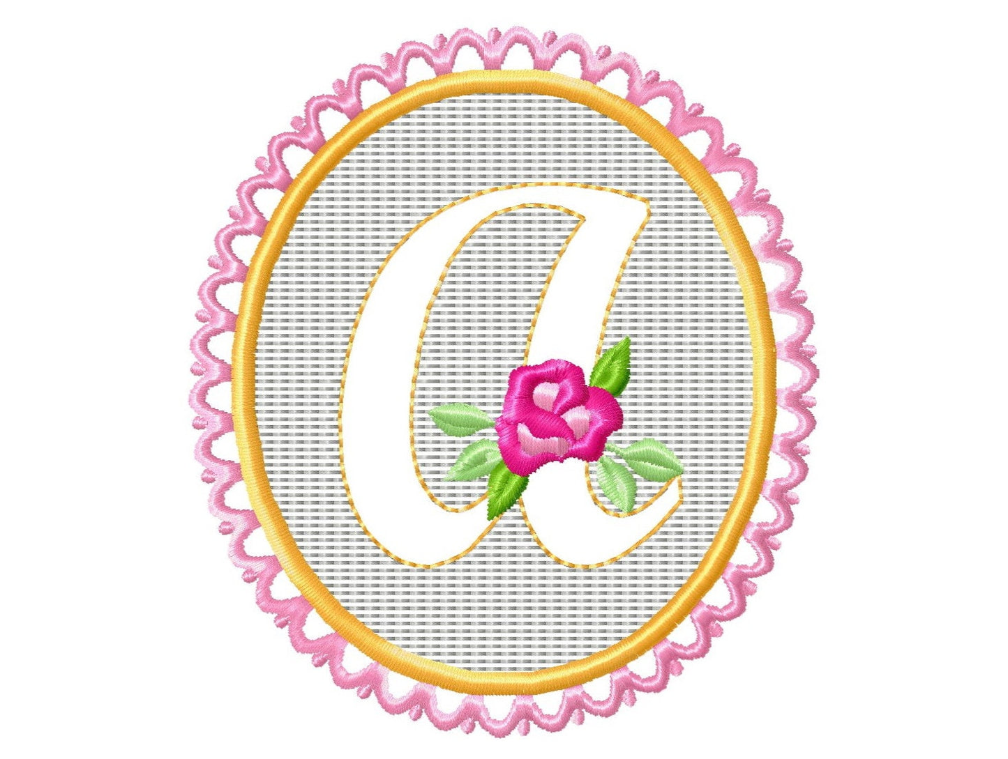 Embossed towel lace  monogram A-Z – Embossed machine embroidery design by Artapli