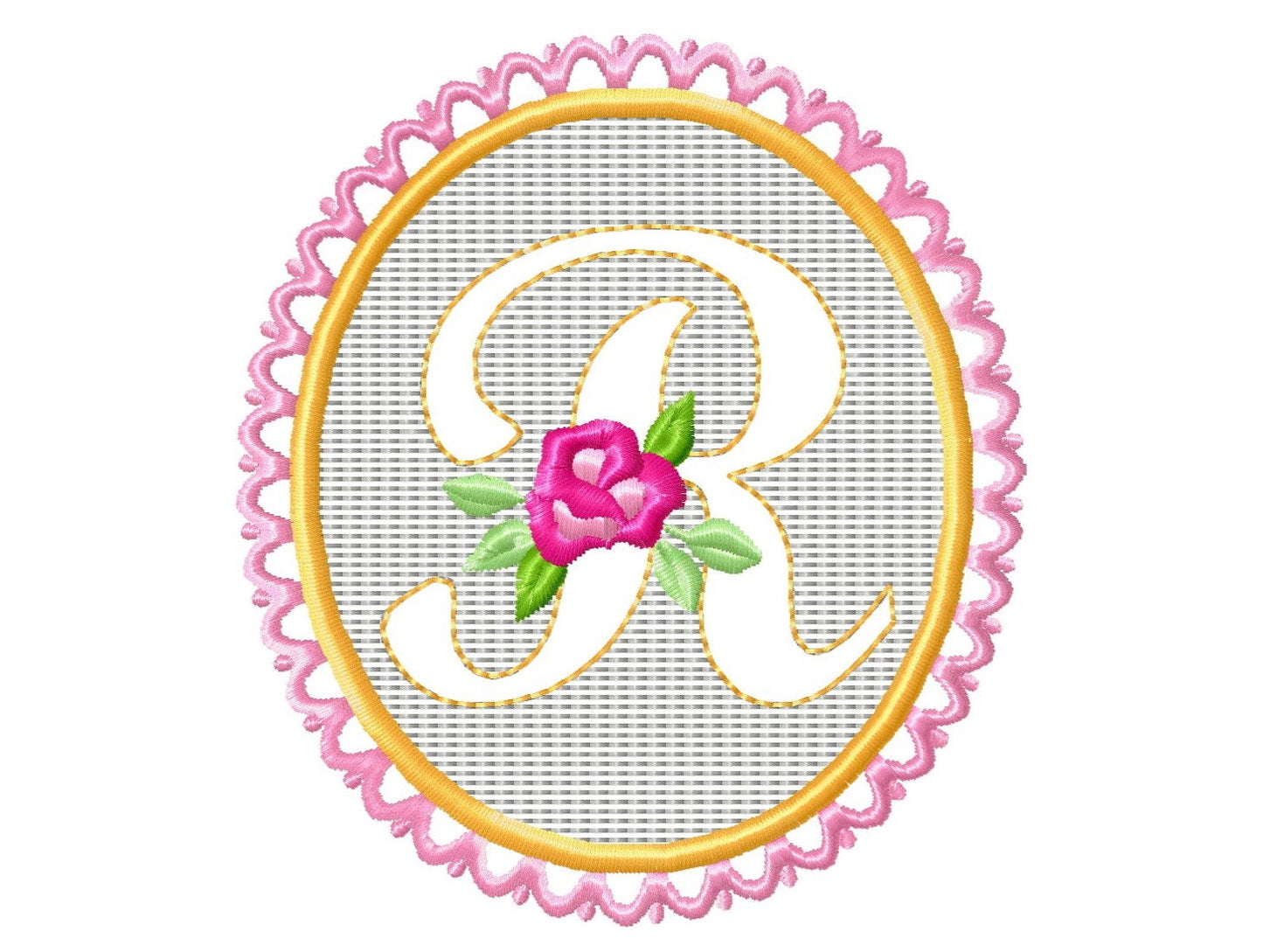 Embossed towel lace  monogram A-Z – Embossed machine embroidery pattern by Artapli