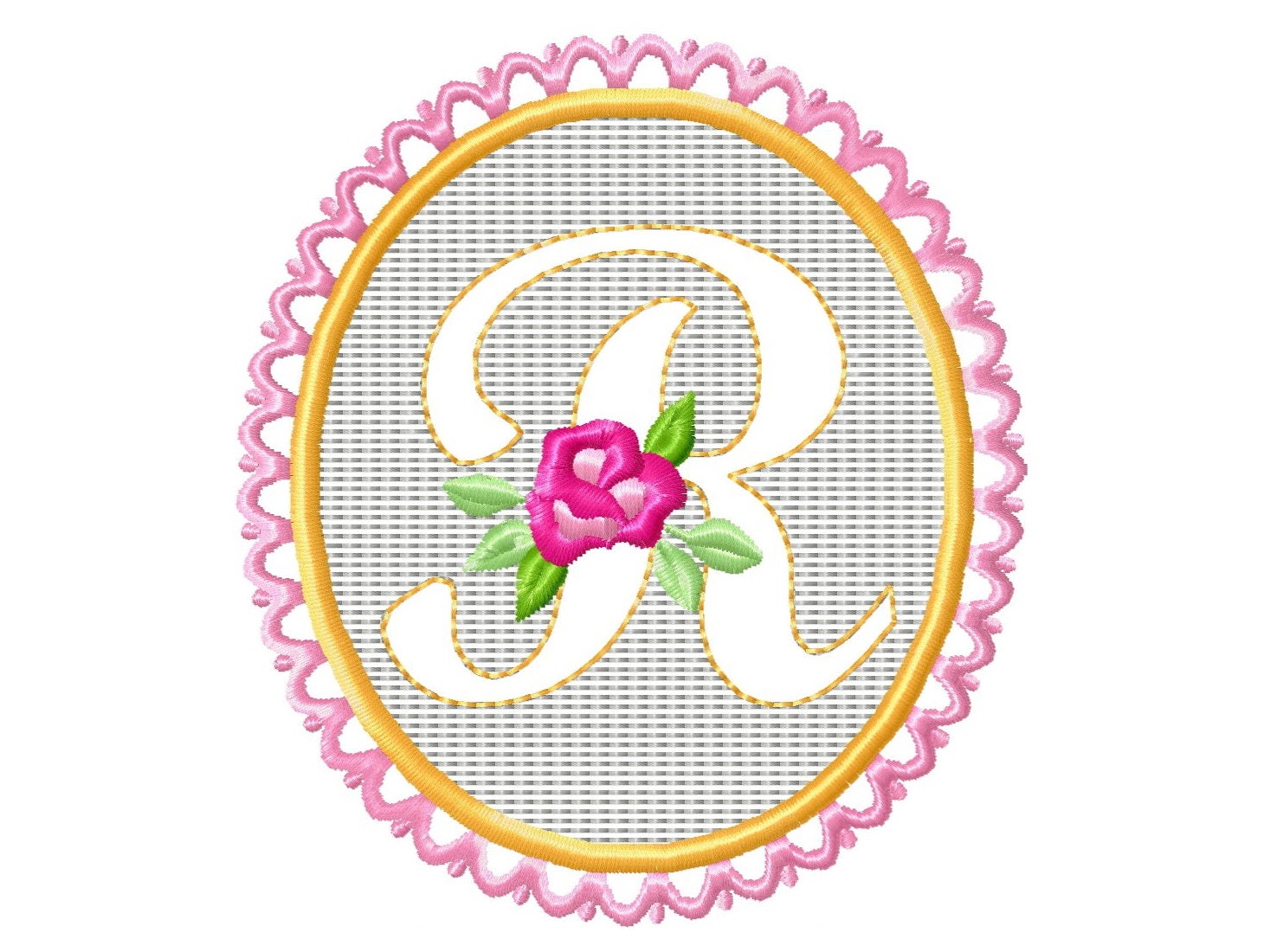 Embossed towel lace  monogram A-Z – Embossed machine embroidery pattern by Artapli