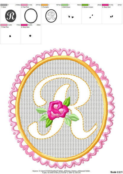 Embossed towel lace  monogram A-Z – Kids instant download embroidery file by Artapli