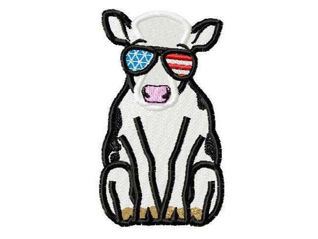 MINI sitting Cow aviator glasses Machine Embroidery 2.5" 3" 3.5" 4" | PES DST JEF | Artapli