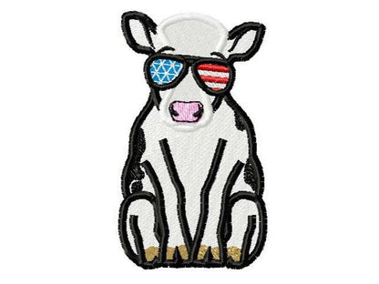 MINI sitting Cow aviator glasses Machine Embroidery 2.5" 3" 3.5" 4" | PES DST JEF | Artapli