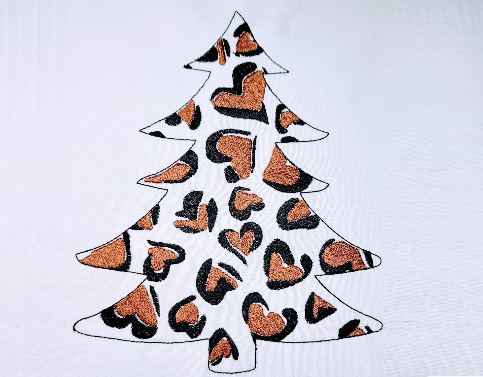 Leopard print Christmas tree Woodland Tree light stitch outline machine embroidery designs