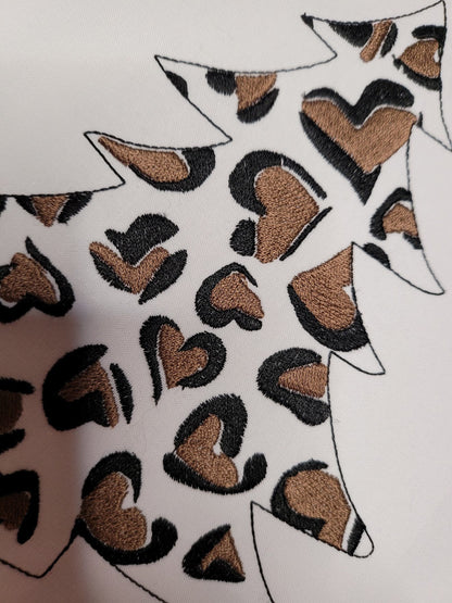 Leopard print Christmas tree Woodland Tree light stitch outline machine embroidery designs