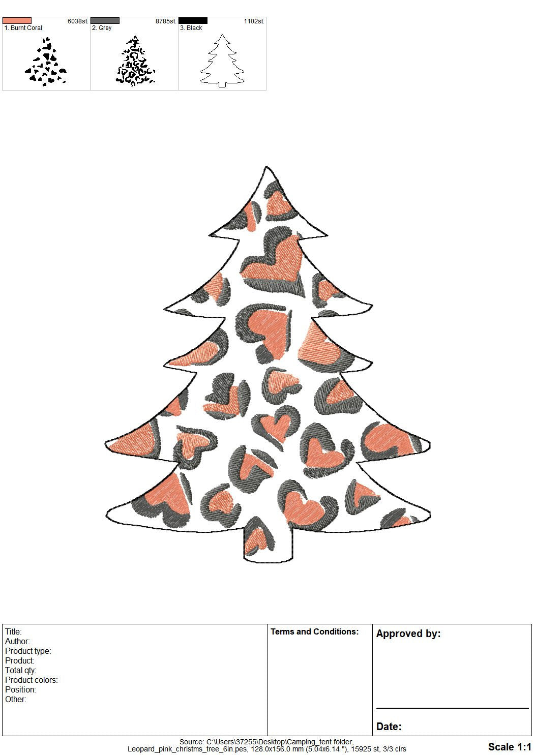 Leopard print Christmas tree Woodland Tree light stitch outline machine embroidery designs