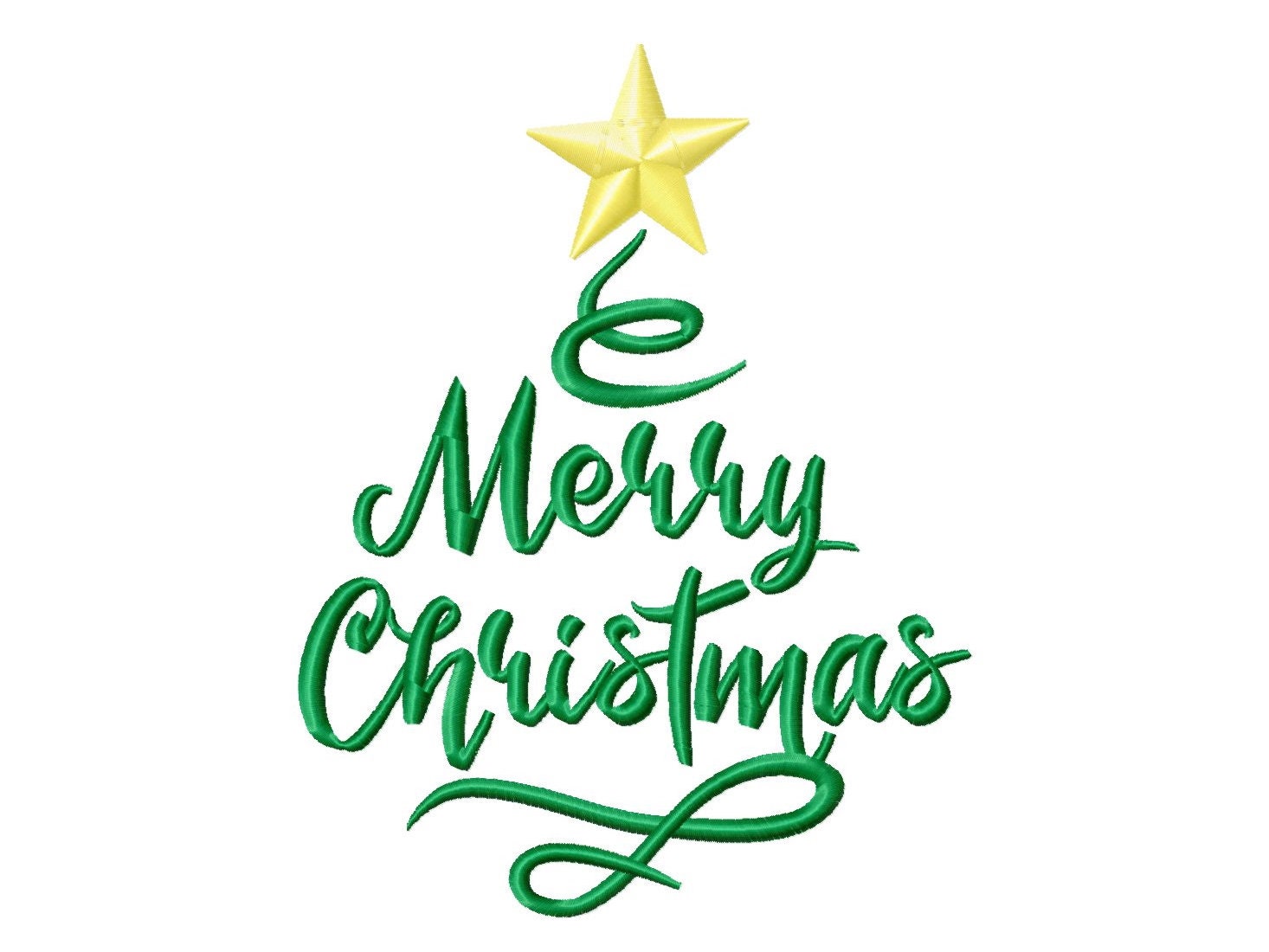 Merry Christmas, Christmas tree curly damask with star sparkle swirl curl saying machine embroidery designs