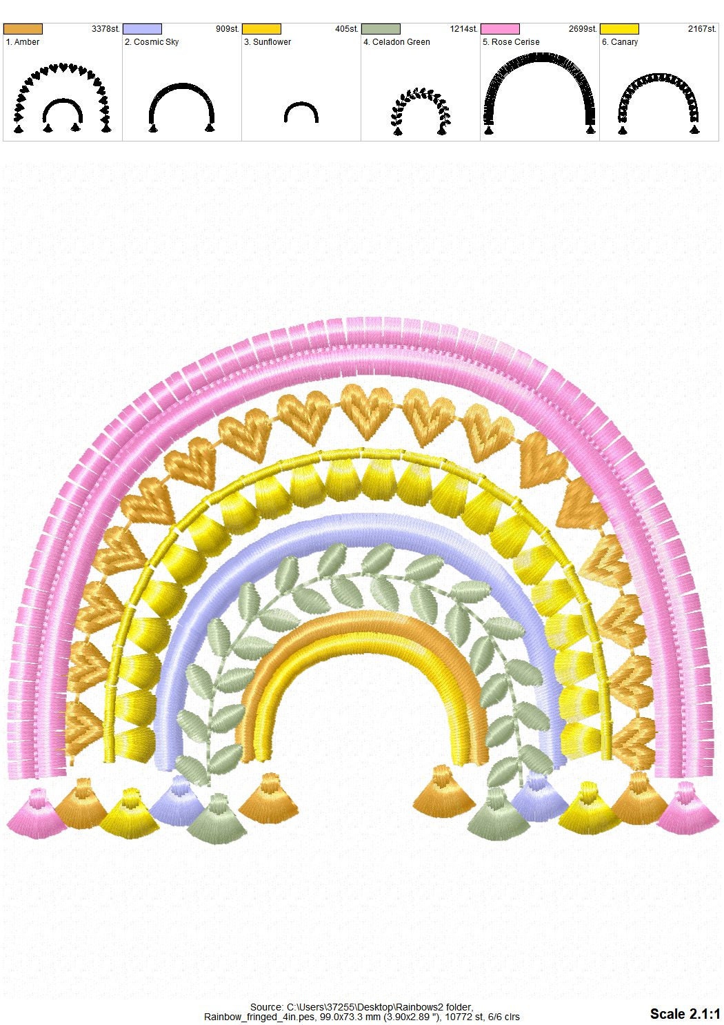 Fringed Boho Rainbow – Kids embroidery pattern by Artapli