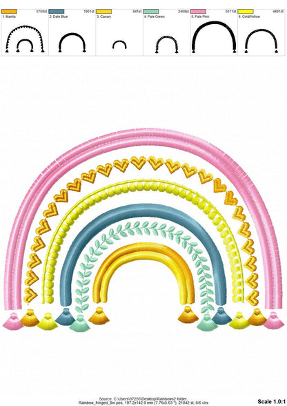 Fringed Boho Rainbow – Chenille machine embroidery pattern by Artapli