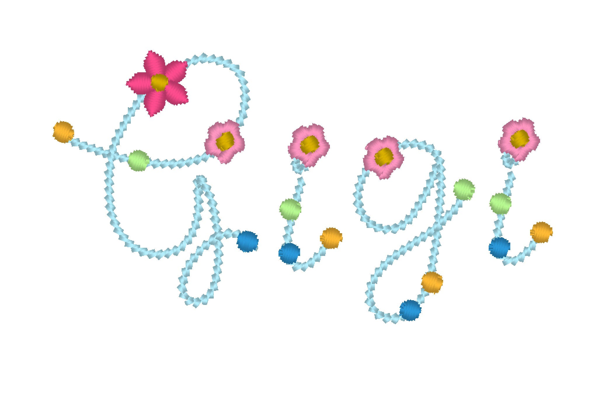 Pearl handwriting FONT floral gigi line daisy alphabet machine ...