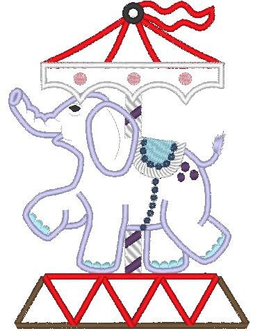Carousel Set of 6 animal elephant giraffe horse tiger lion zebra Applique machine embroidery designs