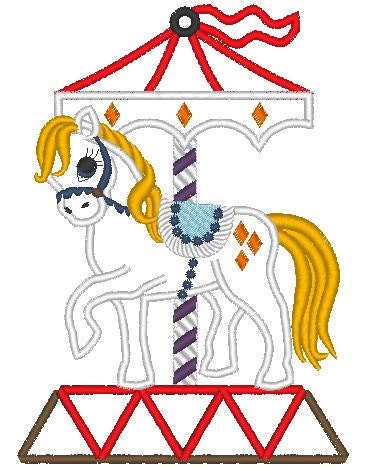 Carousel Set of 6 animal elephant giraffe horse tiger lion zebra Applique machine embroidery designs