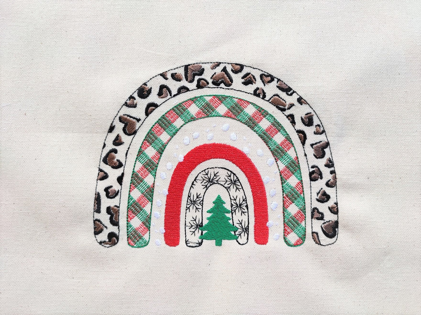 Christmas tree light stitch Rainbow machine embroidery designs awesome winter Rainbow snowflakes, gingham and leopard print