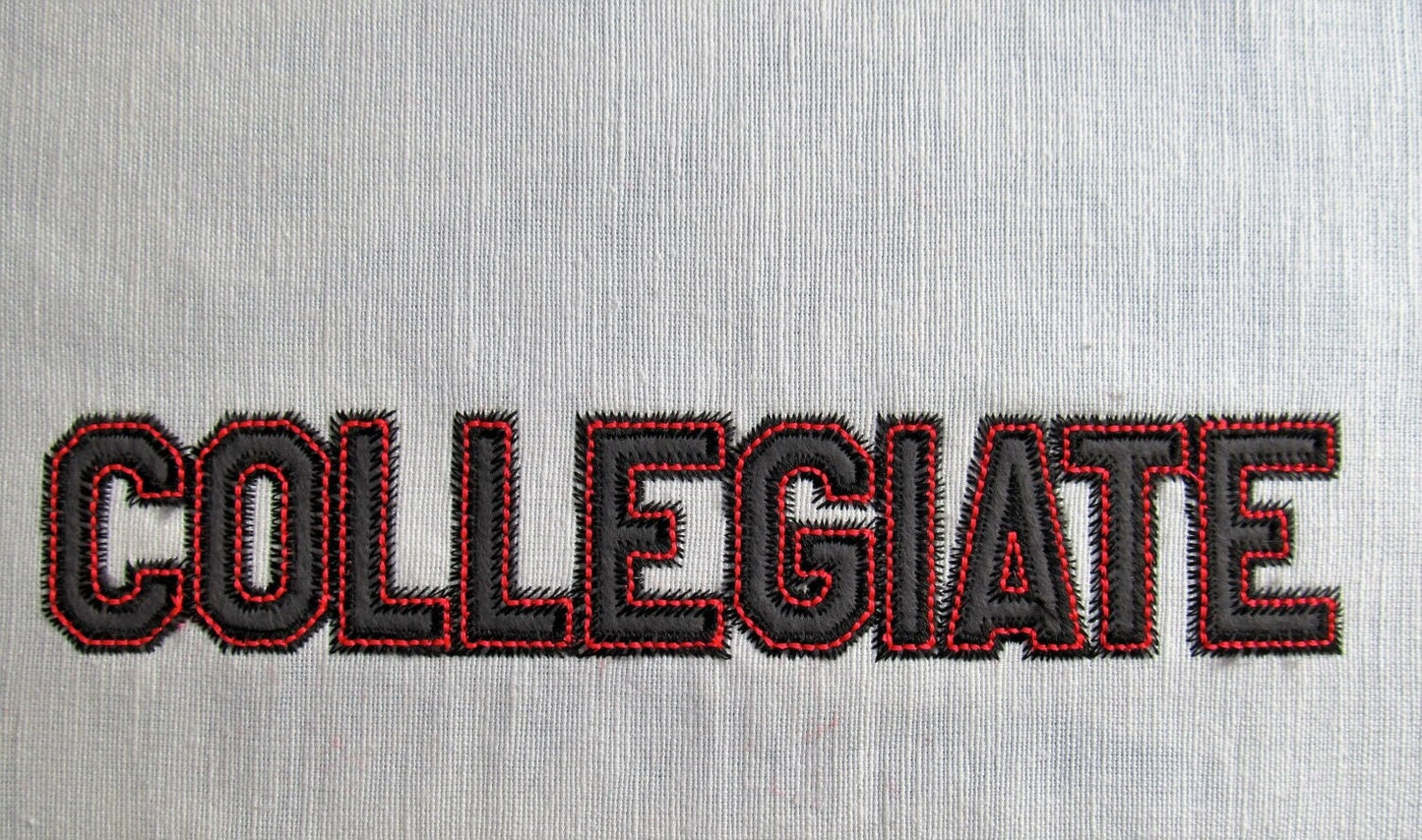 Zig Zag Outline Applique Font – Embroidery 1.3" 1.5" 2" 2.5" 3" 4" | BX PES DST JEF | Artapli