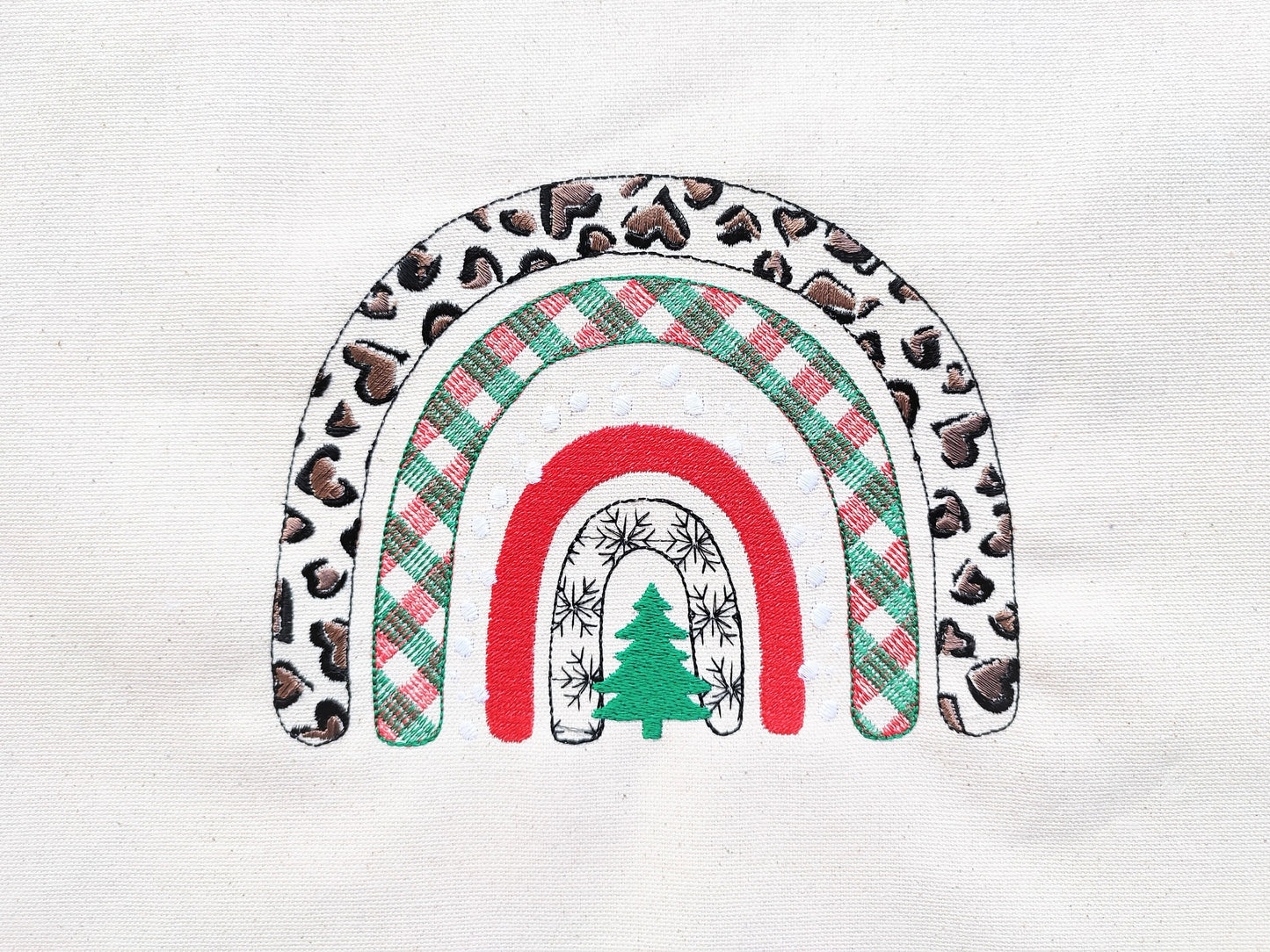 Christmas tree light stitch Rainbow machine embroidery designs awesome winter Rainbow snowflakes, gingham and leopard print