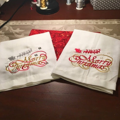Merry Christmas saying machine embroidery designs snowflake Santa sleigh and reindeers