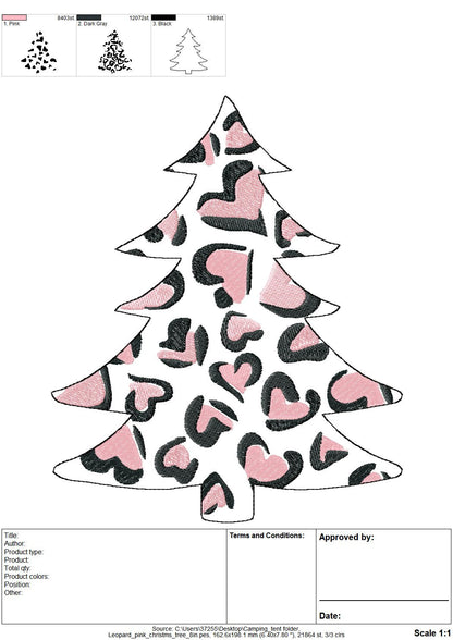 Leopard print Christmas tree Woodland Tree light stitch outline machine embroidery designs