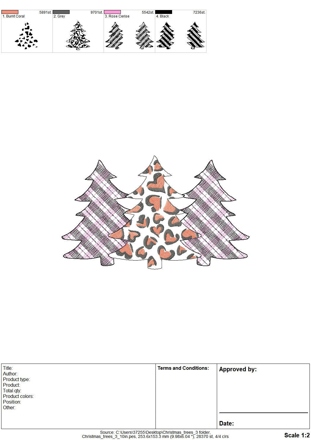 Gingham Tartan Plaid and extraordinary Leopard print Tree Trio machine embroidery designs 3 three Christmas trees in a row woodland spruce