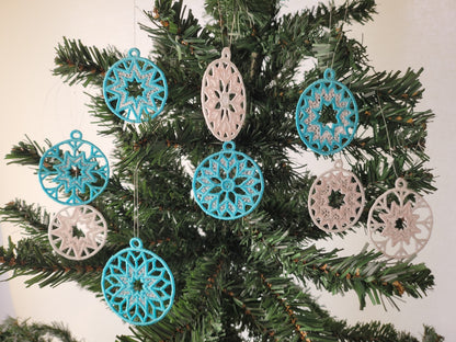Christmas Tree Ornaments FSL free standing lace SET of 5 lace Snowflake decoration machine embroidery designs