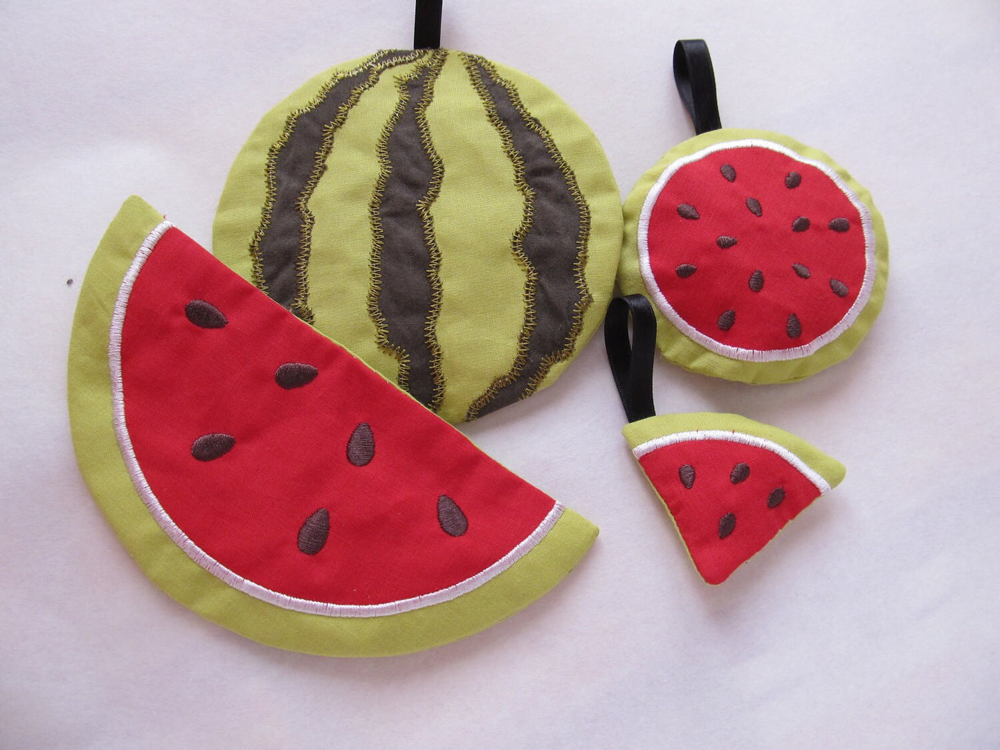 Watermelon Coaster Keychain ITH Embroidery 4" 5" 6" 7" 2.5" 3" | PES DST JEF | Artapli