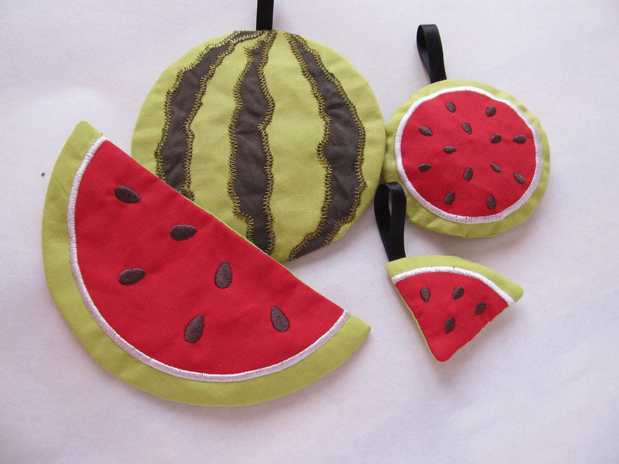 Watermelon Coaster Keychain ITH Embroidery 4" 5" 6" 7" 2.5" 3" | PES DST JEF | Artapli