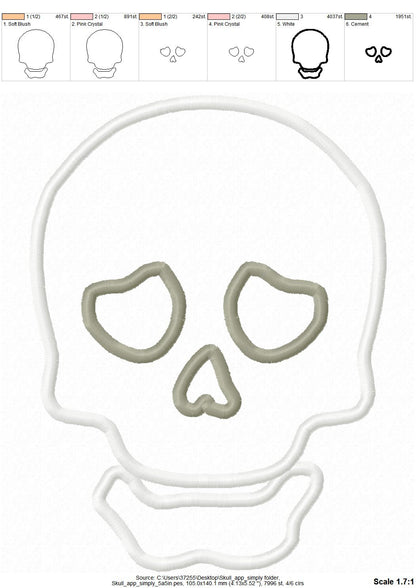 Simple Skull Applique – Halloween embroidery pattern by Artapli