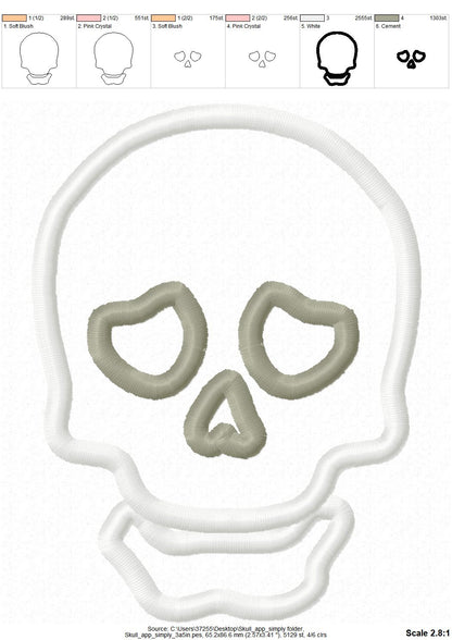 Simple Skull Applique – Appliqué machine embroidery design by Artapli