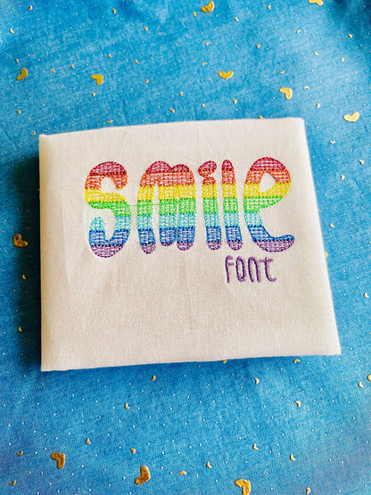 Rainbow Light Fill Bean Stitch Font – Embroidery 1.4" 1.7" 2" 2.5" 3" 4" | BX PES DST JEF | Artapli