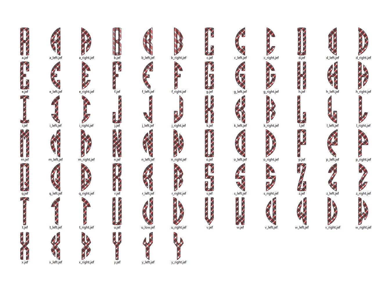 Plaid gingham checkered Diagonal Tartan Circle Monogram font A-Z machine embroidery designs