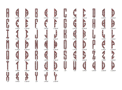 Plaid gingham checkered Diagonal Tartan Circle Monogram font A-Z machine embroidery designs