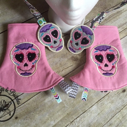 Day of the Dead Sugar Skull Set of 3 types Calavera Skull applique machine embroidery designs
