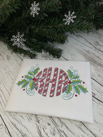 Plaid gingham checkered Diagonal Tartan Circle Monogram font A-Z machine embroidery designs