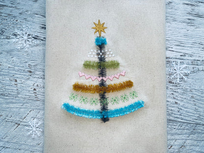 Fringed fluffy Christmas tree ITH in the hoop easy cute fluffy fringed spruce machine embroidery design