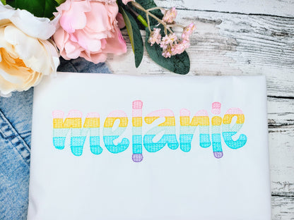 Rainbow Quick Fill Font – Embroidery 1.7" 2.1" 2.5" 3" 3.6" 4" | BX PES DST JEF | Artapli
