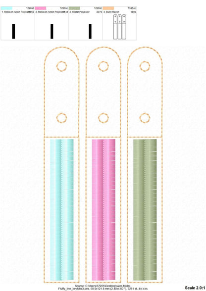 Fringed key fob snap tab ITH – Sizes 4.5" 5" 7" Digital Embroidery File | Artapli