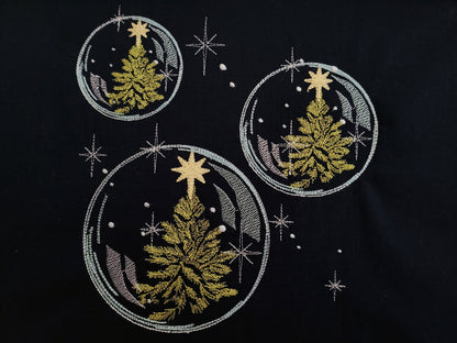 Single Christmas bubble light stitch design and design of 3 soap bubbles, twinkle Christmas tree machine embroidery designs