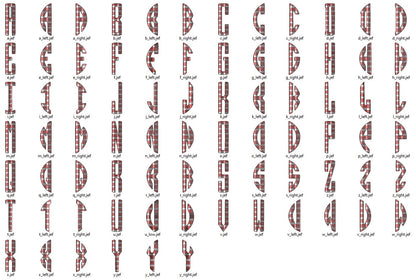 Plaid gingham checked Christmas bow and three-letters Tartan Buffalo Circle Monogram machine embroidery designs